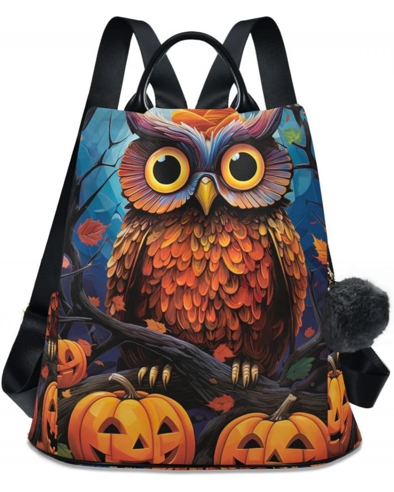 Spice in Spoons Fashion Backpack Purse for Women Back Zipper Pocket Design Owl Pumpkins $18.40 Backpacks