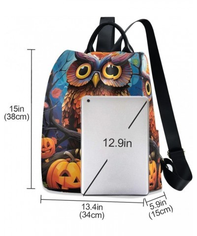 Spice in Spoons Fashion Backpack Purse for Women Back Zipper Pocket Design Owl Pumpkins $18.40 Backpacks