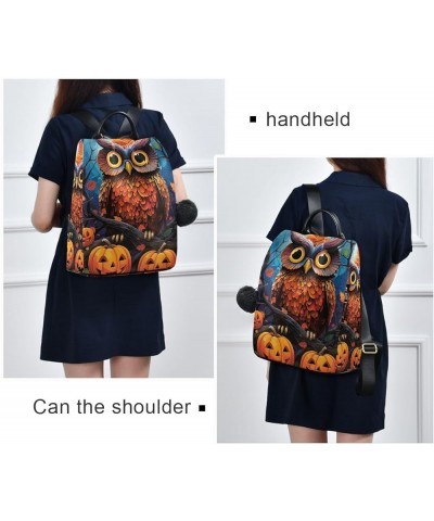 Spice in Spoons Fashion Backpack Purse for Women Back Zipper Pocket Design Owl Pumpkins $18.40 Backpacks