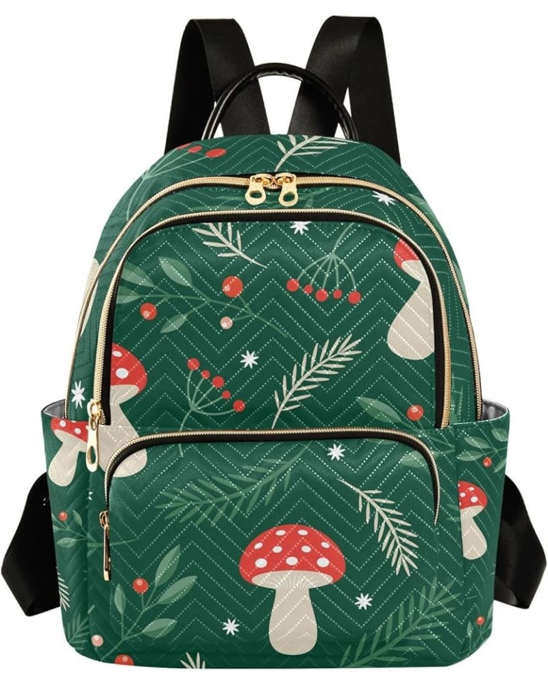 Small Backpack for Women Travel Bag Christmas Fir Branch Mushroom Daypack Purse Fashion Shoulder Bag Rucksack Medium A588 $14...