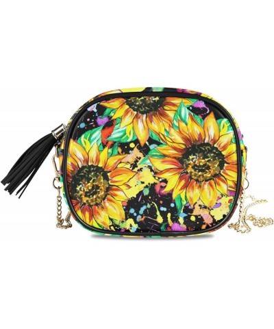 Women's Watercolor Sunflower Passion Farmhouse Crossbody Bag Fashion Purses Bag Cross Body Bag Shoulder Handbag with Adjustab...