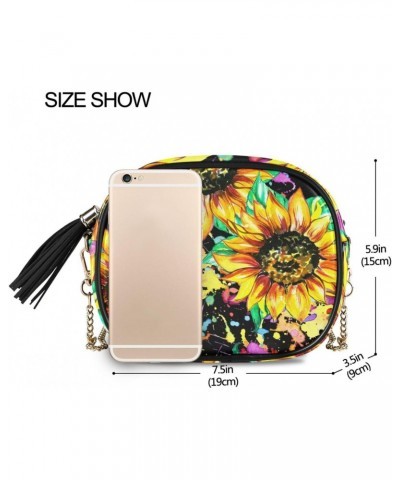 Women's Watercolor Sunflower Passion Farmhouse Crossbody Bag Fashion Purses Bag Cross Body Bag Shoulder Handbag with Adjustab...