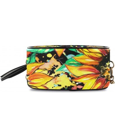 Women's Watercolor Sunflower Passion Farmhouse Crossbody Bag Fashion Purses Bag Cross Body Bag Shoulder Handbag with Adjustab...