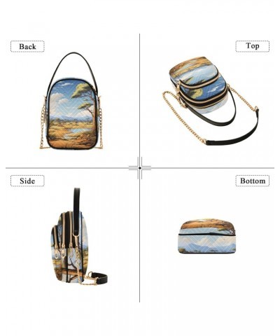 Landscape with Trees Womens Sling Backpack Crossbody Chain Shoulder Bags Waist Packs Multipurpose Handbags for Travel Shoppin...