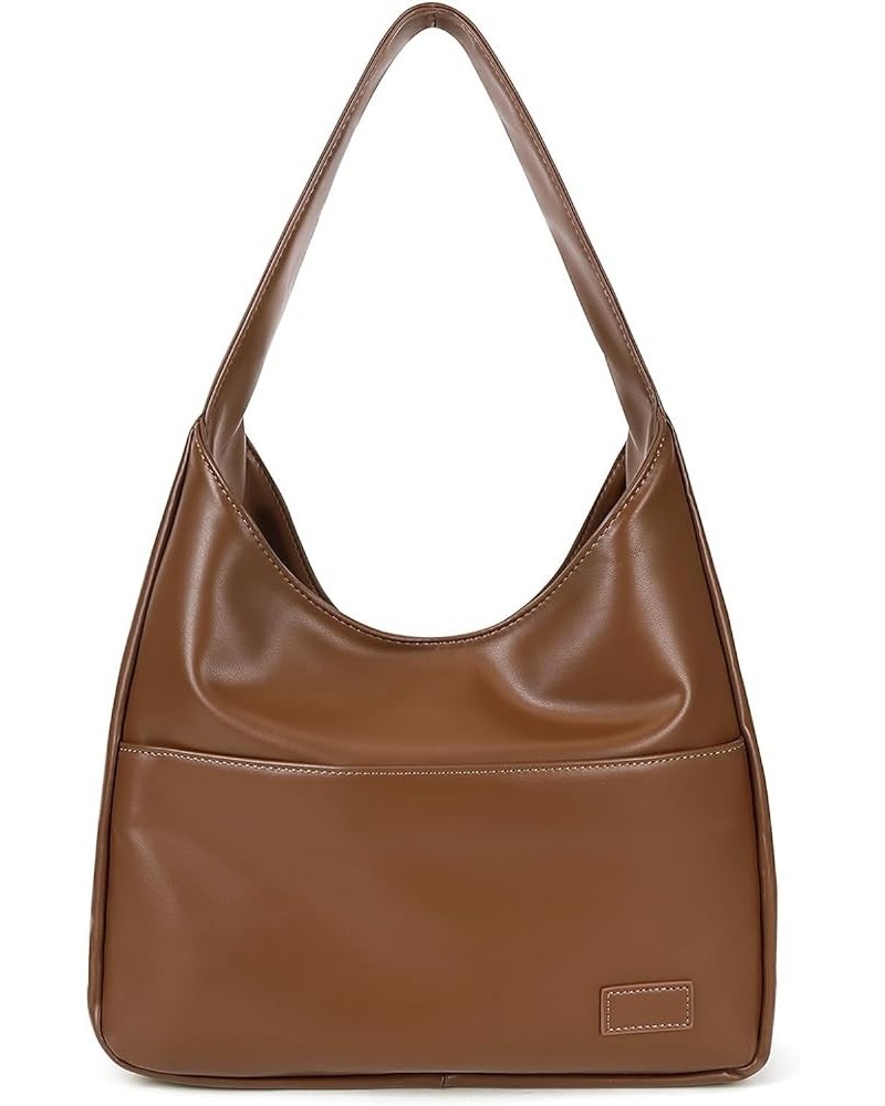 Faux Leather Tote Bag for Women Shoulder Bag College Tote Leather Hobo Handbag Work Tote Bag Purse Brown $14.99 Totes