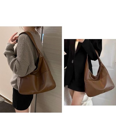 Faux Leather Tote Bag for Women Shoulder Bag College Tote Leather Hobo Handbag Work Tote Bag Purse Brown $14.99 Totes