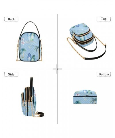 Blue Palm Crossbody Bags for Women Small Shoulder with Detachable Straps, Trendy Cell Phone Purse Shoulder Handbags for Ladie...