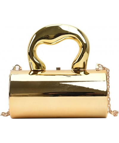 Women Acrylic Evening Barrel-Shaped Purse, Acrylic Clutch Handbag for Wedding Cocktail Party 2024 Gold $16.37 Evening Bags