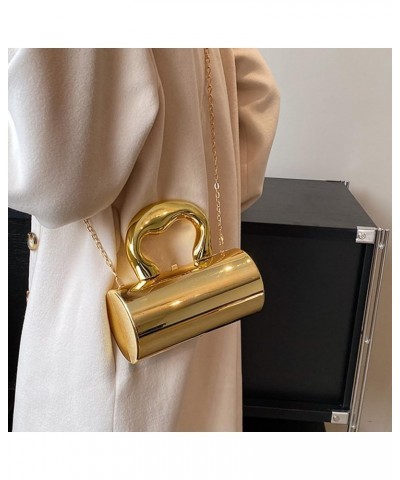 Women Acrylic Evening Barrel-Shaped Purse, Acrylic Clutch Handbag for Wedding Cocktail Party 2024 Gold $16.37 Evening Bags