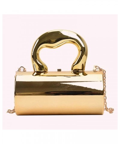 Women Acrylic Evening Barrel-Shaped Purse, Acrylic Clutch Handbag for Wedding Cocktail Party 2024 Gold $16.37 Evening Bags