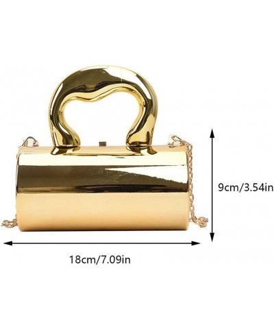 Women Acrylic Evening Barrel-Shaped Purse, Acrylic Clutch Handbag for Wedding Cocktail Party 2024 Gold $16.37 Evening Bags