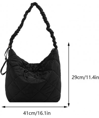 Women Large Capacity Handbag Solid Color Puffer Crossbody Bag Quilted Handbag Shoulder Bag with Zipper Fashion for Off Black ...