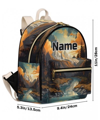 Forest Mountain Landscape Custom Mini Backpack Purse for Women Personalized Fashion Leather Small Backpack Shoulder Handbag T...