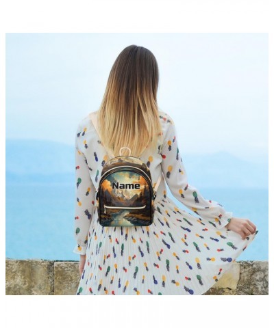 Forest Mountain Landscape Custom Mini Backpack Purse for Women Personalized Fashion Leather Small Backpack Shoulder Handbag T...