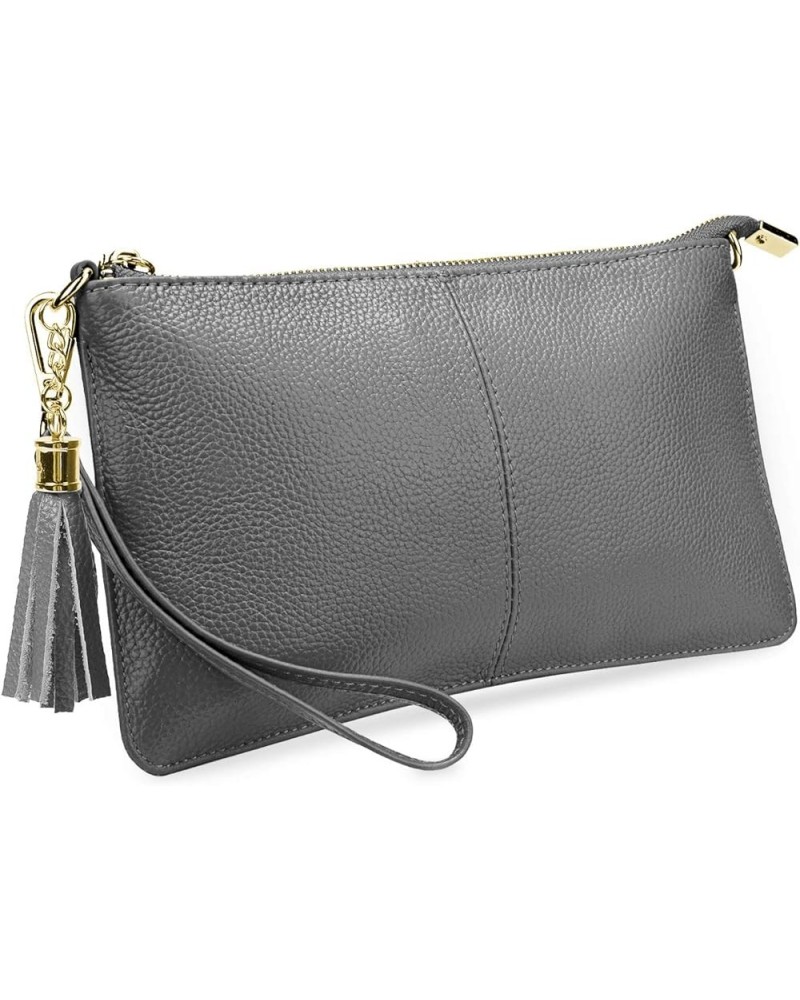 Leather Wristlet Clutch Wallet Purse Envelope Style Crossbody Bags for Women Mothers Day Gifts Z-gray Tassel $12.23 Wristlets