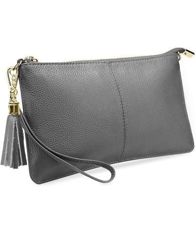 Leather Wristlet Clutch Wallet Purse Envelope Style Crossbody Bags for Women Mothers Day Gifts Z-gray Tassel $12.23 Wristlets