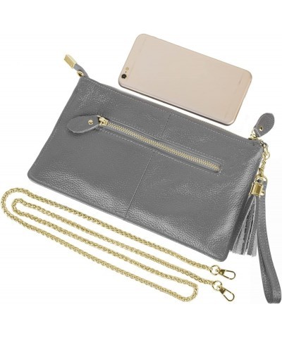 Leather Wristlet Clutch Wallet Purse Envelope Style Crossbody Bags for Women Mothers Day Gifts Z-gray Tassel $12.23 Wristlets