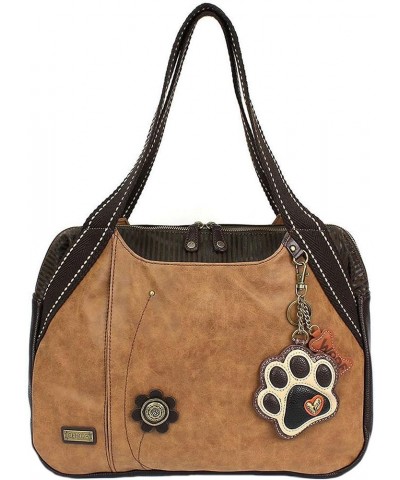 Chala Ivory Paw Print Bowling Bag Handbag Purse, Dog Lover Dog Mom Chala Handbags Brown $38.25 Handbags