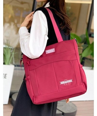 Women's Canvas Shoulder Bag Retro Hobo Bag Tote Handbag with Pockets Casual Large Crossbody Bag Wine Red $30.84 Totes