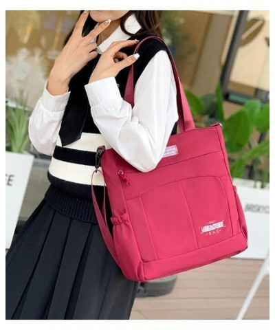 Women's Canvas Shoulder Bag Retro Hobo Bag Tote Handbag with Pockets Casual Large Crossbody Bag Wine Red $30.84 Totes