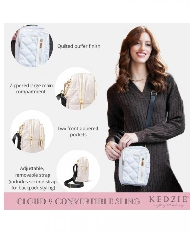 Cloud 9 Quilted Puffer Convertible Sling Bag (Glacier Gray) & Interchangeable 2-Inch Bag Strap (24 Carat Black V2) $35.75 Bac...