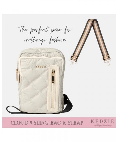 Cloud 9 Quilted Puffer Convertible Sling Bag (Glacier Gray) & Interchangeable 2-Inch Bag Strap (24 Carat Black V2) $35.75 Bac...