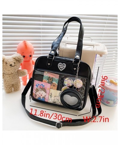 Women JK Purse Shoulder Bags Handbag Transparent Window DIY Messenger Bag Small Wallet Pendant-White Black $26.96 Totes