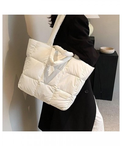 Stylish and Durable Quilted Shoulder Bag for Women Large Capacity Nylon with Zipper Closure Gray $23.96 Totes