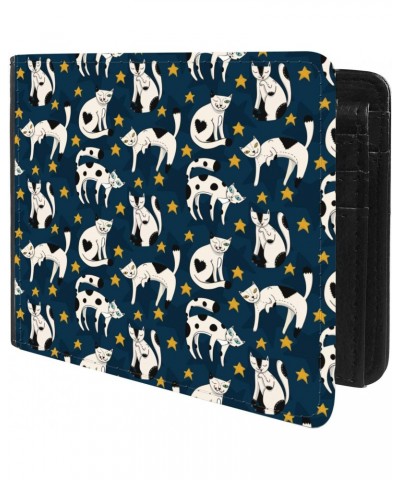 Unique Desige Pattern - Funny Cats and Stars Pattern, Slim Front Pocket Wallet Billfold RFID Blocking $9.79 Wallets