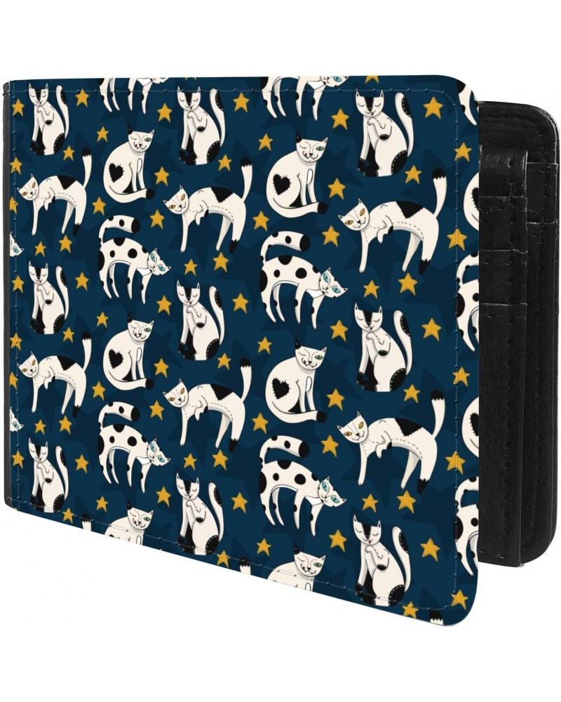 Unique Desige Pattern - Funny Cats and Stars Pattern, Slim Front Pocket Wallet Billfold RFID Blocking $9.79 Wallets