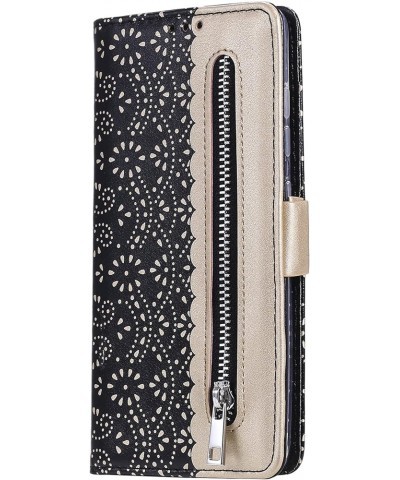 Wallet Case for Samsung Galaxy S21 6.2 Inch, Elegant Lace Flower Printed Soft PU Leather Zipper Pocket Purse Case Flip Kickst...