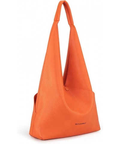 Hobo Purses for Women 2PCS Shoulder Bag Set with Comestic Bag B-orange $14.24 Totes