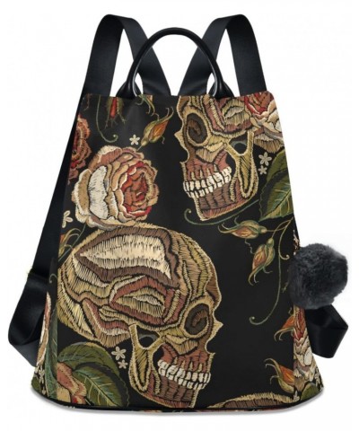 Embroidery Skull Rose Backpack for Women, Fashion Anti Theft Casual Daypack Shoulder Bag Purse for Travel Work 15 inches $16....