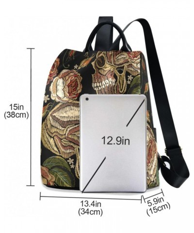 Embroidery Skull Rose Backpack for Women, Fashion Anti Theft Casual Daypack Shoulder Bag Purse for Travel Work 15 inches $16....