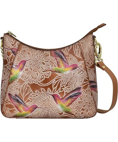 Zip-top Shoulder Hobo-709 Tooled Birds Sky $75.11 Shoulder Bags