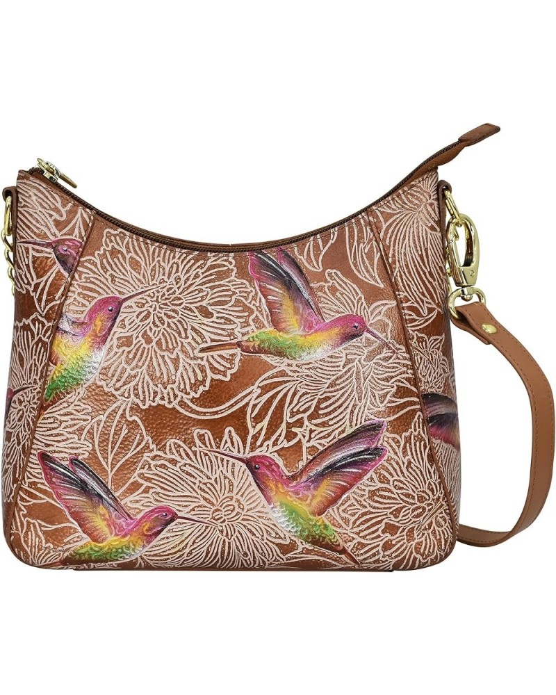 Zip-top Shoulder Hobo-709 Tooled Birds Sky $75.11 Shoulder Bags