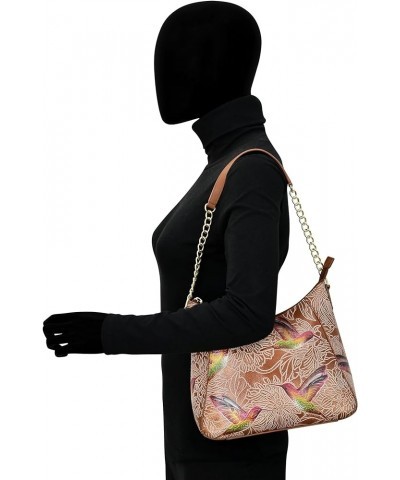 Zip-top Shoulder Hobo-709 Tooled Birds Sky $75.11 Shoulder Bags