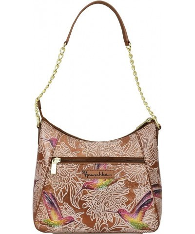 Zip-top Shoulder Hobo-709 Tooled Birds Sky $75.11 Shoulder Bags