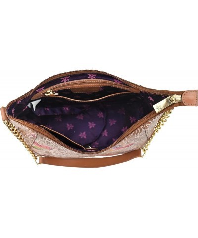 Zip-top Shoulder Hobo-709 Tooled Birds Sky $75.11 Shoulder Bags