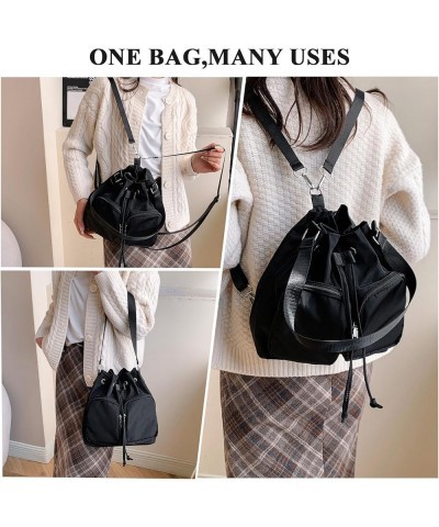 Bucket Bags for Women, Small Drawstring Backpack Crossbody Bucket Purse with Two Straps (Brown) Black $11.65 Backpacks