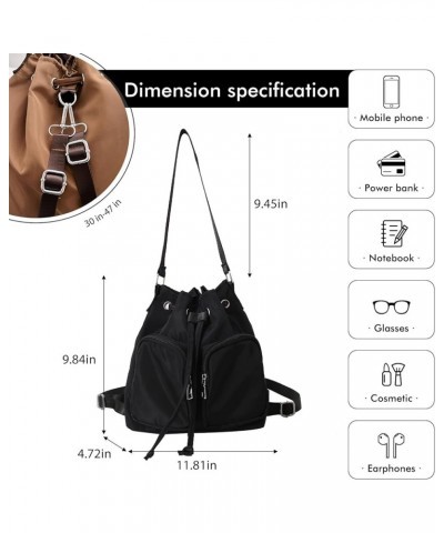 Bucket Bags for Women, Small Drawstring Backpack Crossbody Bucket Purse with Two Straps (Brown) Black $11.65 Backpacks