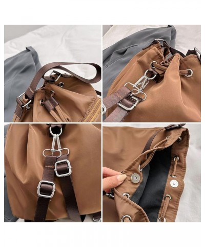 Bucket Bags for Women, Small Drawstring Backpack Crossbody Bucket Purse with Two Straps (Brown) Black $11.65 Backpacks