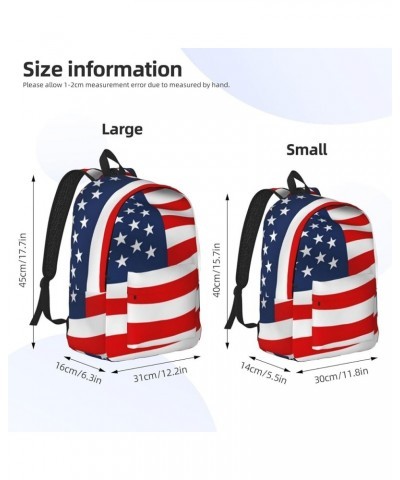 American Flag Patriotic Print Unisex Canvas Backpack Cute Backpack For Travel Sports Casual Aesthetic Backpack Black Small $2...