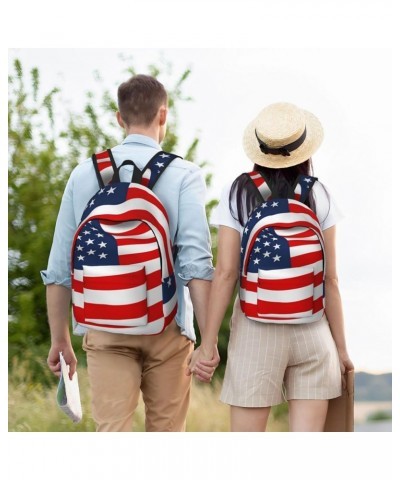 American Flag Patriotic Print Unisex Canvas Backpack Cute Backpack For Travel Sports Casual Aesthetic Backpack Black Small $2...