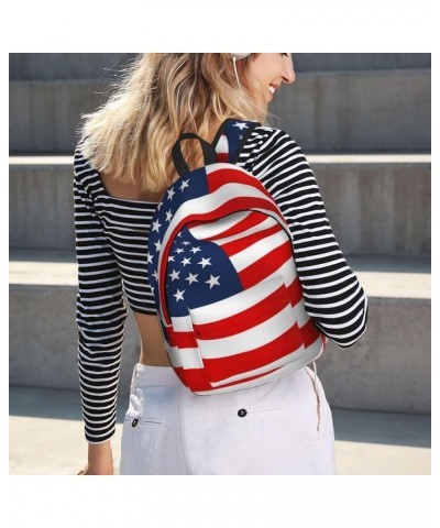 American Flag Patriotic Print Unisex Canvas Backpack Cute Backpack For Travel Sports Casual Aesthetic Backpack Black Small $2...