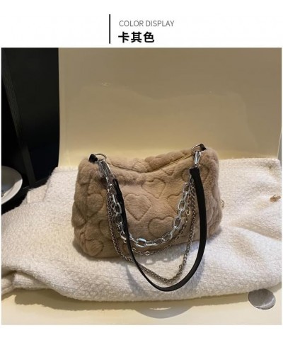 Women Furry Tote Bag Y2K Plush Handbag Cute Fluffy Crossbody Bag with chanins Designer Clutch Purses Vintage Shoulder Bag Kak...