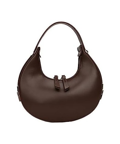 2023 New Ladies Genuine Leather Shoulder Handle Underarm Crescent Bag, Y2k Fashionable Adjustable Moon Bag With Handle. Coffe...