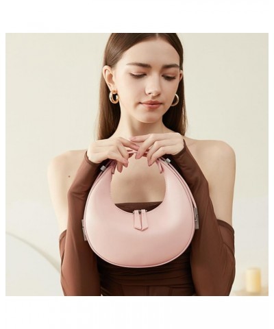 2023 New Ladies Genuine Leather Shoulder Handle Underarm Crescent Bag, Y2k Fashionable Adjustable Moon Bag With Handle. Coffe...