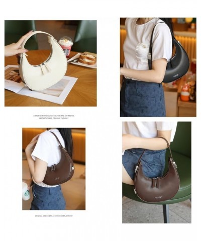 2023 New Ladies Genuine Leather Shoulder Handle Underarm Crescent Bag, Y2k Fashionable Adjustable Moon Bag With Handle. Coffe...