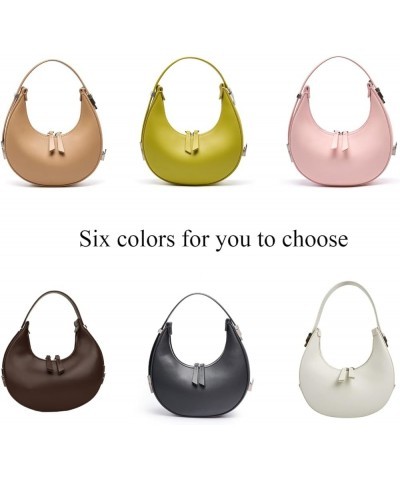 2023 New Ladies Genuine Leather Shoulder Handle Underarm Crescent Bag, Y2k Fashionable Adjustable Moon Bag With Handle. Coffe...